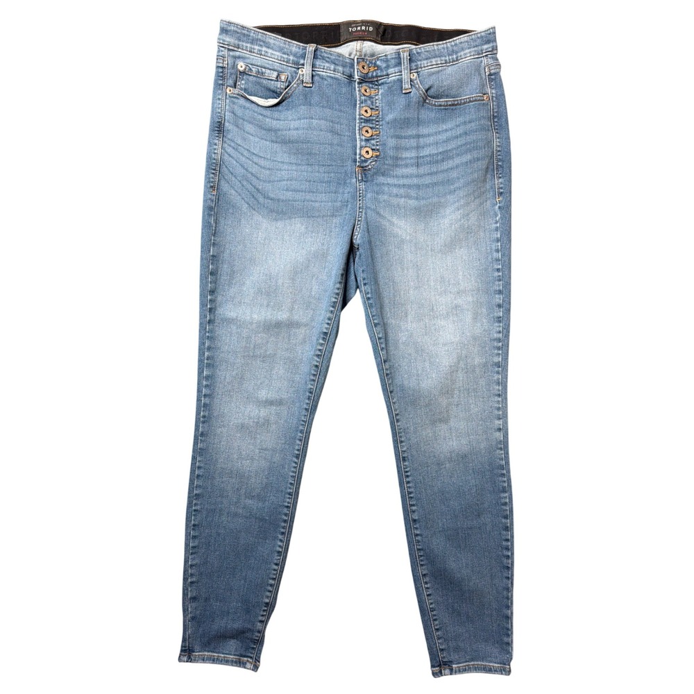 Torrid Jeans Women 18R Premium Skinny Blue High Rise Button Fly Stretch